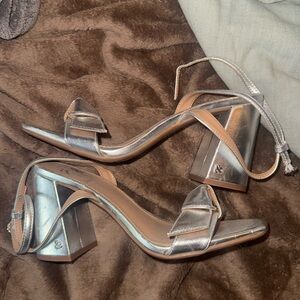 Elegant Silver Block Heel Sandals - Sam & Libby